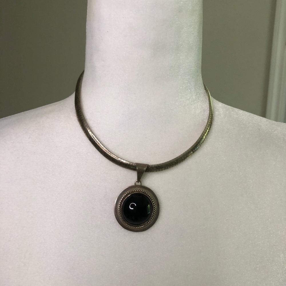 Sterling Silver Black Onyx Pendant Necklace